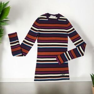 SONIA RYKIEL Paris 100% Wool Multi Color Striped Knit Pullover